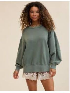 Aerie Blue Seagram Oversized Crewneck Sweatshirt Size Small